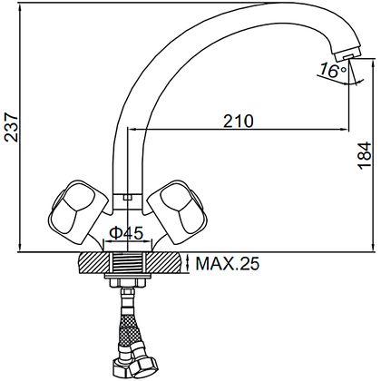 Смеситель для кухонной мойки Ledeme L4226-2