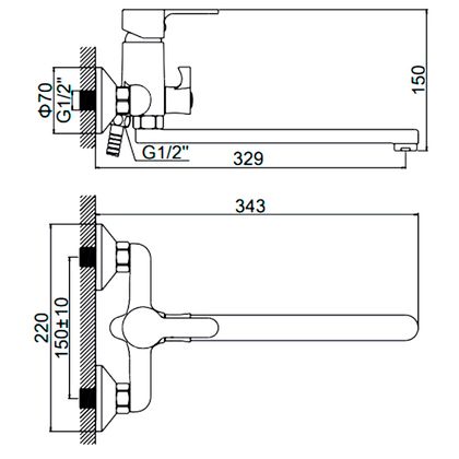 Смеситель для ванны Ledeme L2203