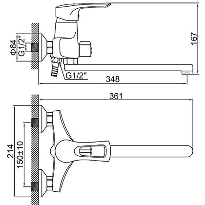 Смеситель для ванной Ledeme L2202-B-25 
