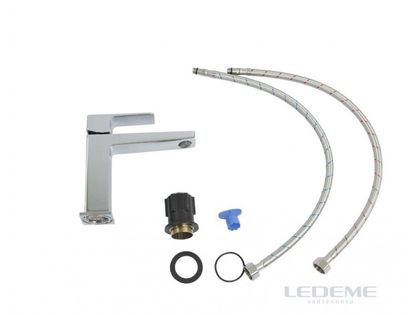 Смеситель для умывальника Ledeme L1073 хром+вставка под мрамор