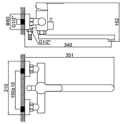 Смеситель для ванны Ledeme L72203