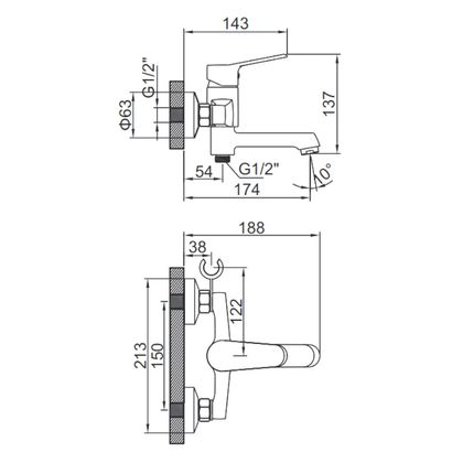 Смеситель для ванны Ledeme L3161