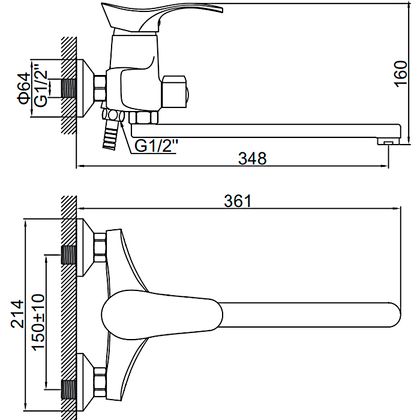 Смеситель для ванной Ledeme L2202-B-01 