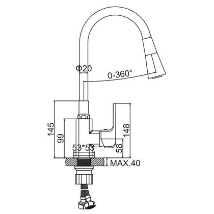 Смеситель для кухни с гибким изливом Ledeme L4144-2