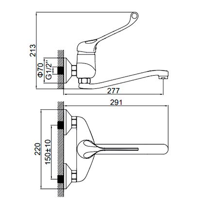 Настенный смеситель локтевой Ledeme L4679