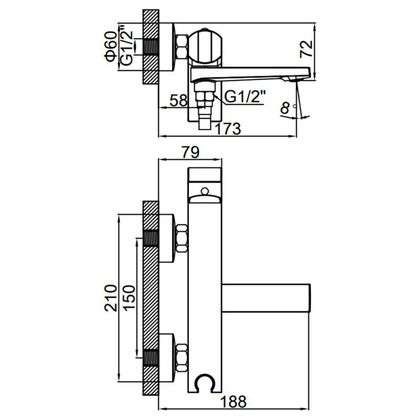 Смеситель для ванны Ledeme L3185