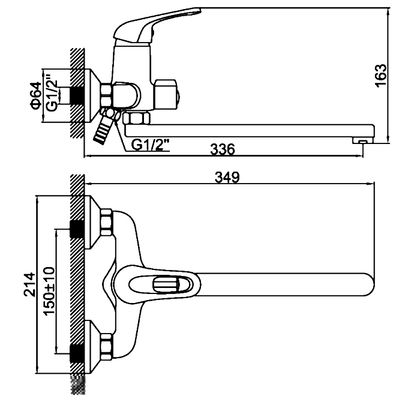 Смеситель для ванны Ledeme L2239-B