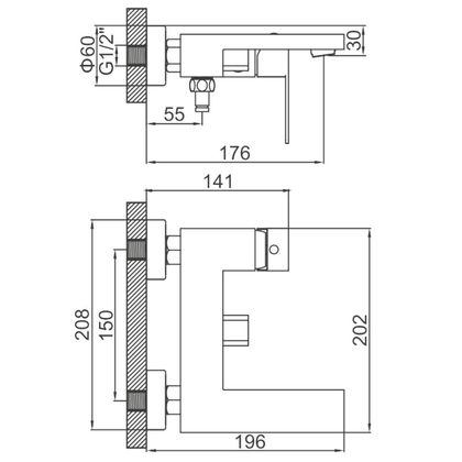 Смеситель для ванной с коротким изливом Ledeme L73025D