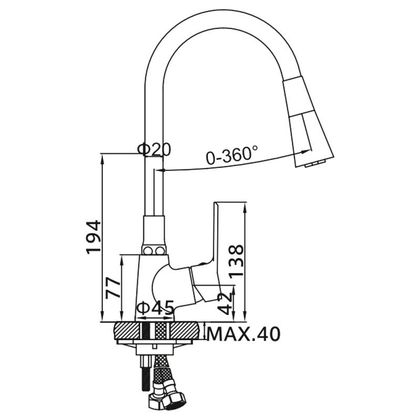Смеситель для кухни с гибким изливом Ledeme L4161B-2